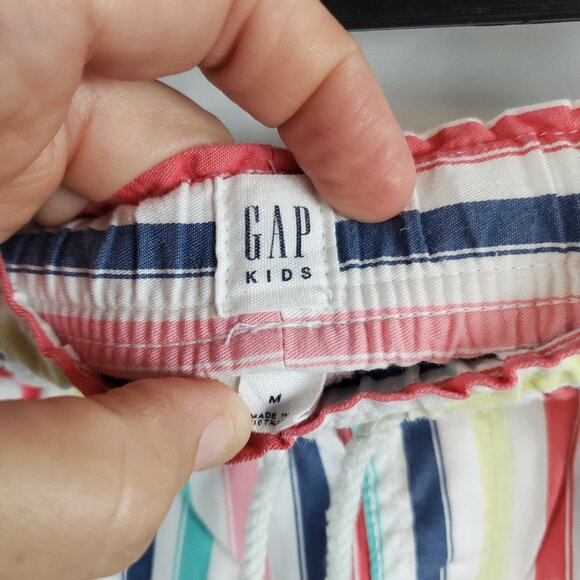 Gap Kids Girls M 8 Bermuda Stripe Shorts Elastic Waist Drawstring Pockets - Picture 4 of 9